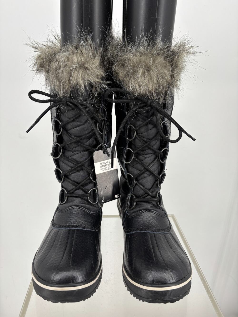 Sorel Tofino II Boots Women 9 Black Leather Waterproof Insulated Faux Fur Coated